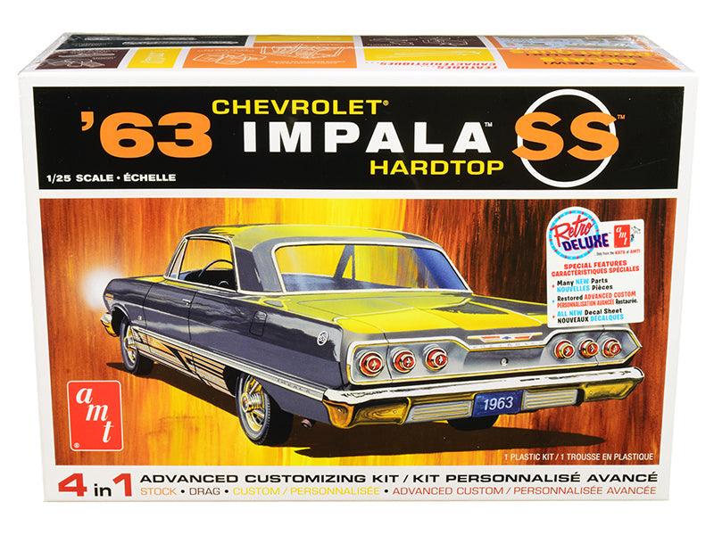 Skill 2 Model Kit 1963 Chevrolet Impala SS Hardtop 4 in 1 Kit 1/25 Scale Model by AMT free shipping USA