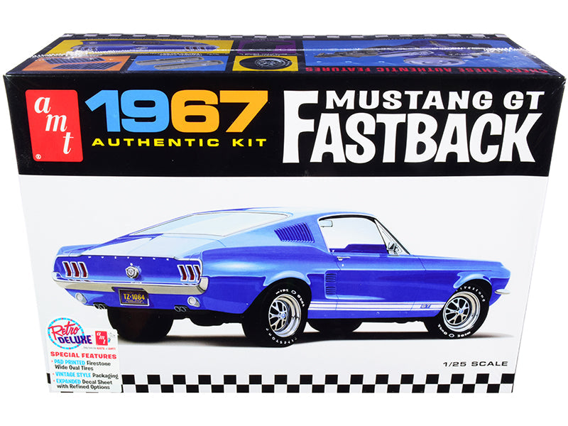 Skill 2 Model Kit 1967 Ford Mustang GT Fastback 1/25 Scale Model by AMT free shipping USA