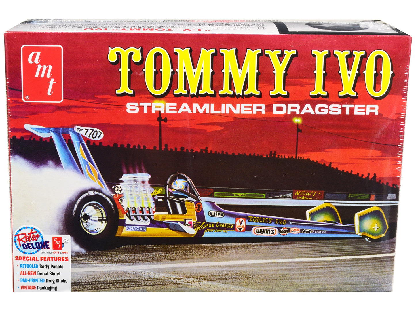 Skill 2 Model Kit Tommy Ivo Streamliner Dragster 1/25 Scale Model by AMT free shipping USA