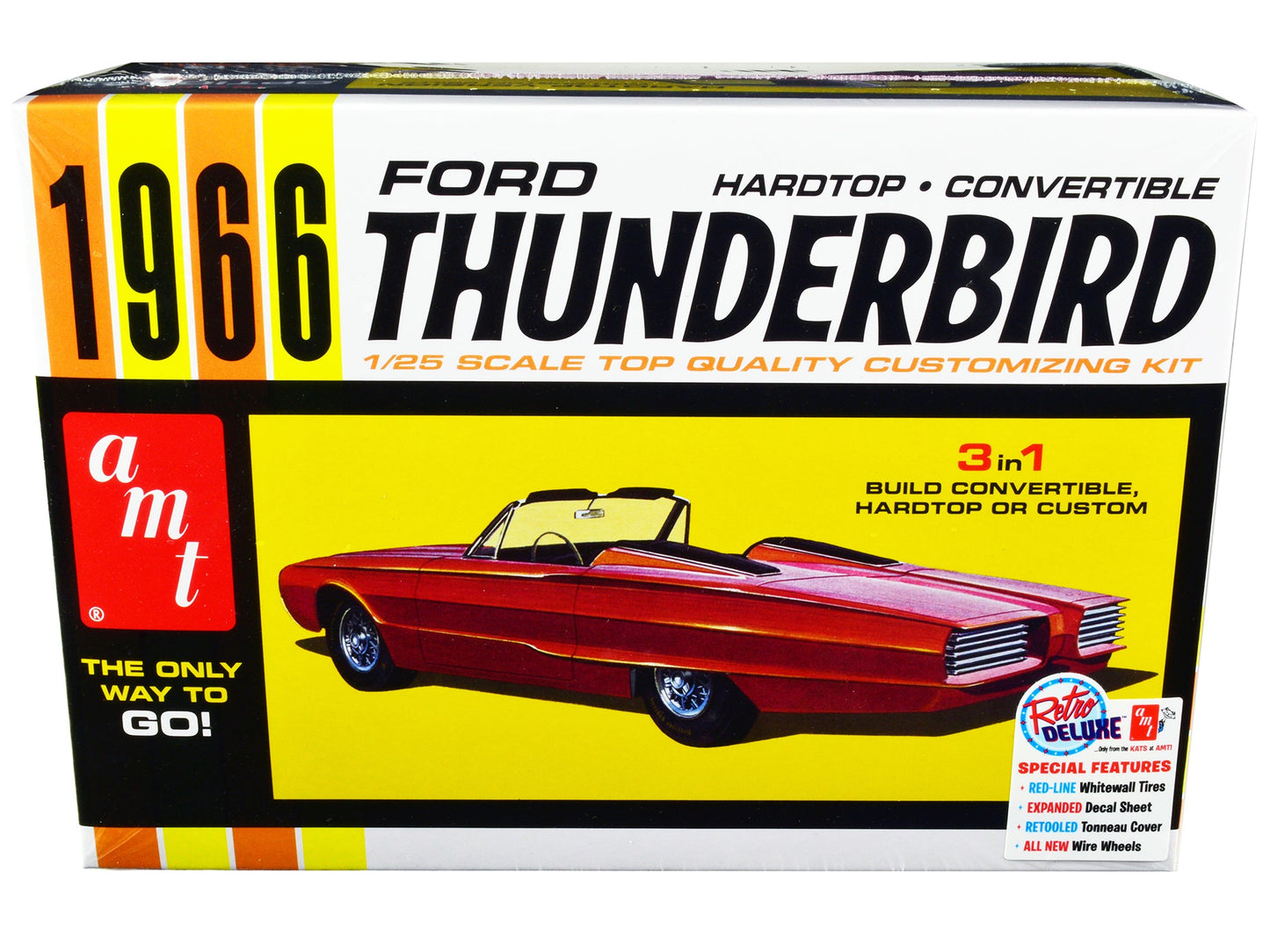 Skill 2 Model Kit 1966 Ford Thunderbird Hardtop/Convertible 3-in-1 Kit 1/25 Scale Model by AMT free shipping USA