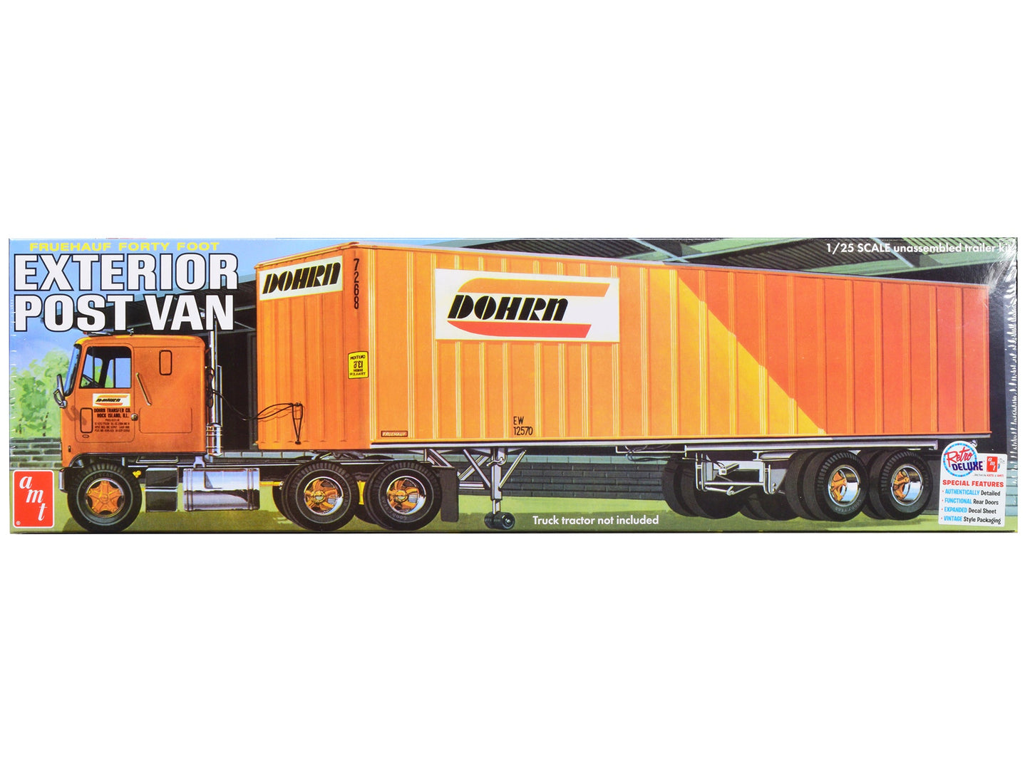 Skill 3 Model Kit Fruehauf Forty Foot Exterior Post Van Trailer "Dohrn Transfer Co." 1/25 Scale Model by AMT free shipping USA