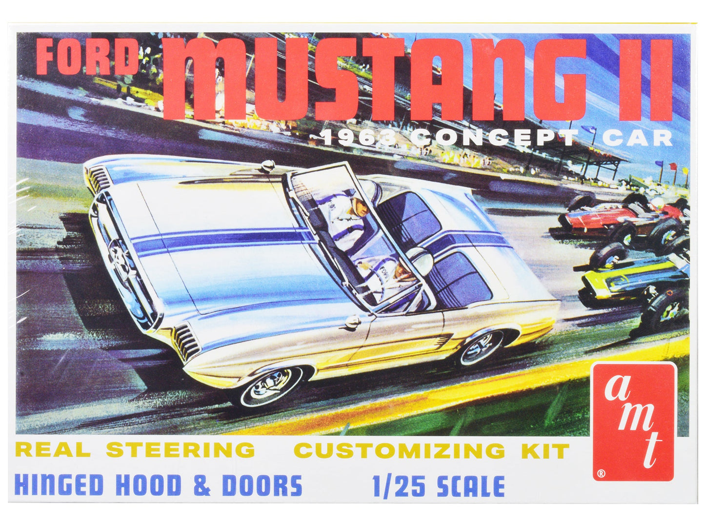 Skill 2 Model Kit 1963 Ford Mustang II Concept Car 1/25 Scale Model by AMT free shipping USA