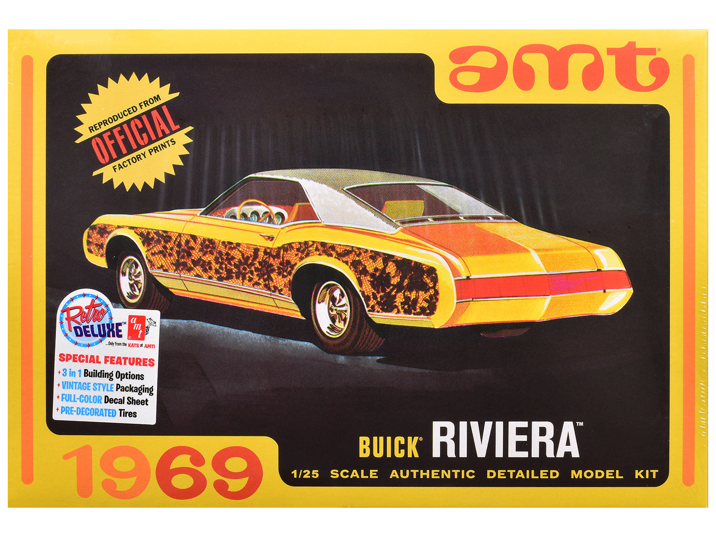 Skill 2 Model Kit 1969 Buick Riviera 1/25 Scale Model by AMT free shipping USA