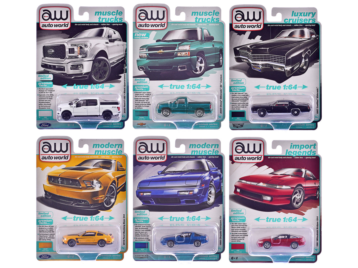 Auto World Premium 2025 Release 1 Set A of 6 pieces 1/64 Diecast Model Cars by Auto World free shipping USA