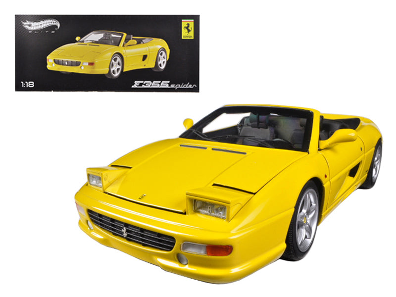 Ferrari F355 Spider Convertible Yellow Elite Edition 1/18 Diecast Car Model by Hot Wheels free shipping USA