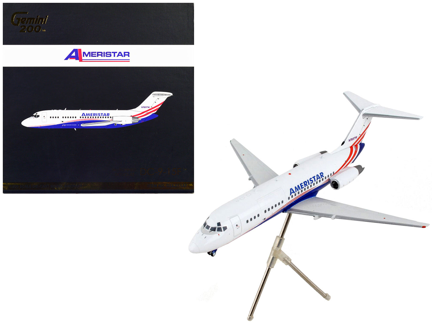 McDonnell Douglas DC-9-15F Commercial Aircraft "Ameristar Air Cargo" White with Blue and Red Stripes "Gemini 200" Series 1/200 Diecast Model Airplane by GeminiJets free shipping USA