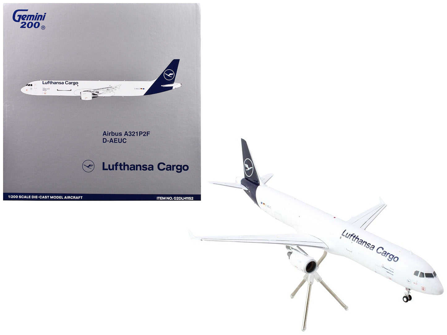 Airbus A321P2F Commercial Aircraft "Lufthansa Cargo" (D-AEUC) White with Blue Tail "Gemini 200" Series 1/200 Diecast Model Airplane by GeminiJets free shipping USA