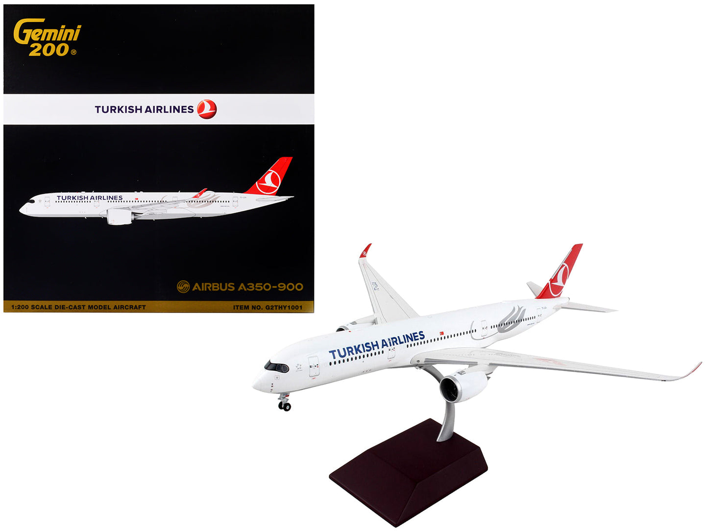Airbus A350-900 Commercial Aircraft "Turkish Airlines" White with Red Tail "Gemini 200" Series 1/200 Diecast Model Airplane by GeminiJets free shipping USA
