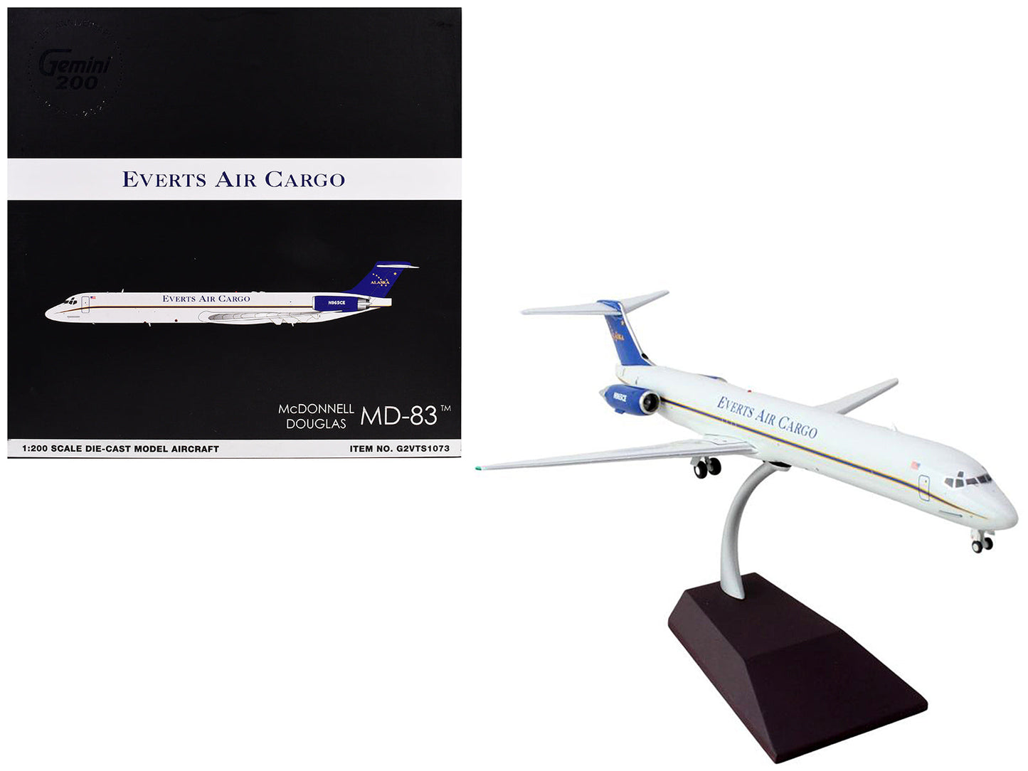 McDonnell Douglas MD-88 Commercial Aircraft "Everts Air Cargo" (N965CE) White with Blue Tail "Gemini 200" Series 1/200 Diecast Model Airplane by GeminiJets free shipping USA