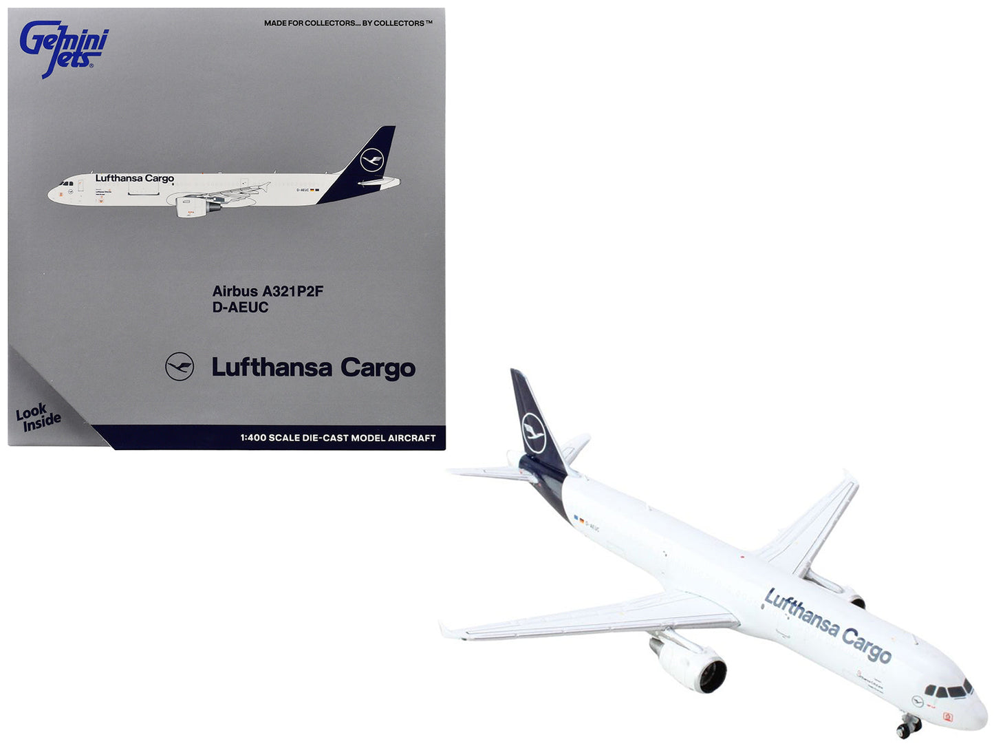 Airbus A321P2F Commercial Aircraft "Lufthansa Cargo" (D-AEUC) White with Blue Tail 1/400 Diecast Model Airplane by GeminiJets free shipping USA