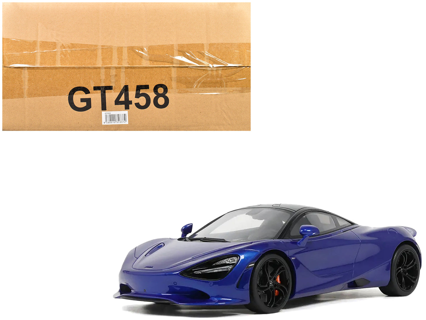 2023 McLaren 750S Coupe Blue Metallic with Black Top 1/18 Model Car by GT Spirit free shipping USA