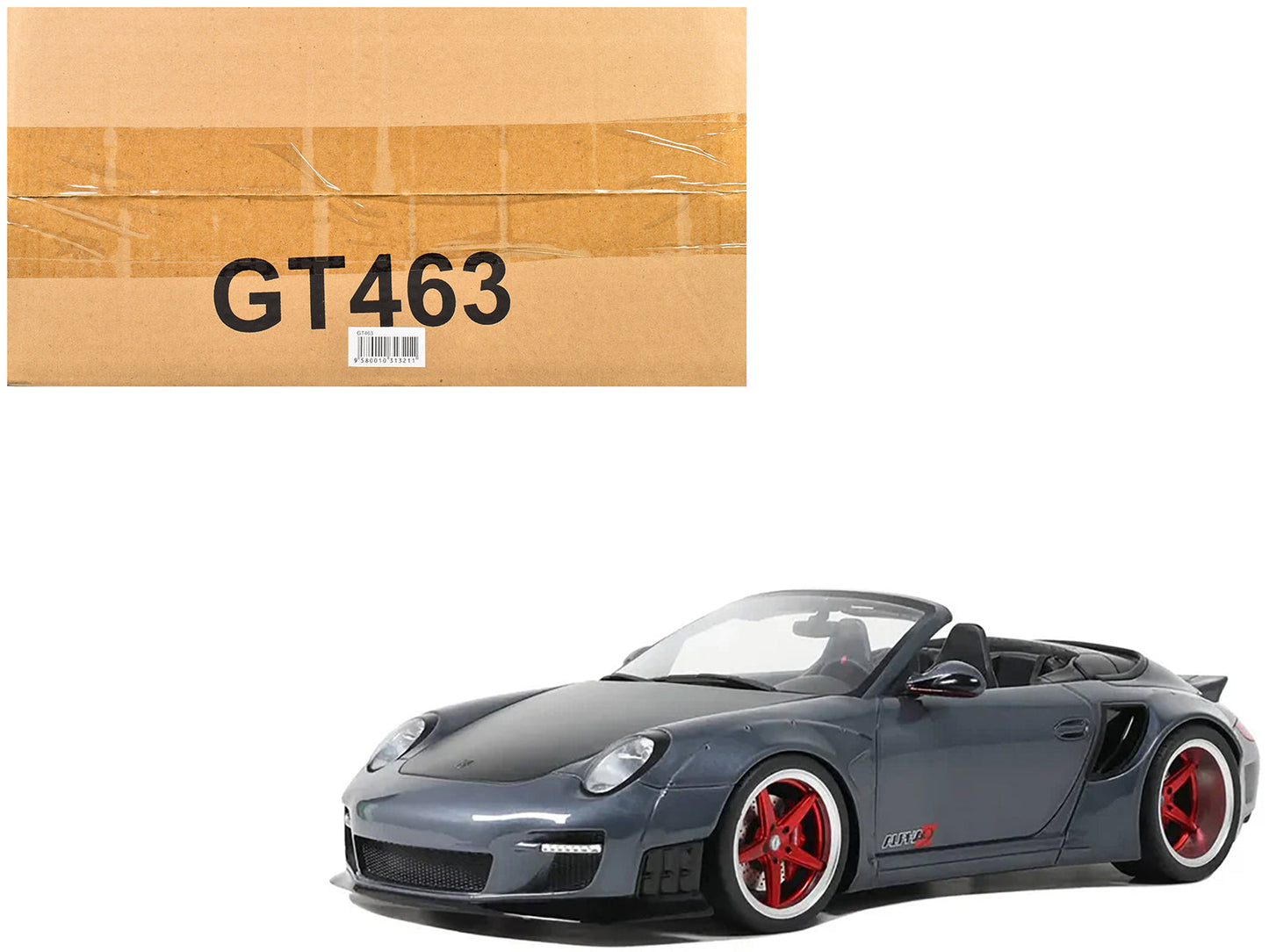 Porsche 911 LB-Works Alpha 9 Gray with Black Hood 1/18 Model Car by GT Spirit free shipping USA