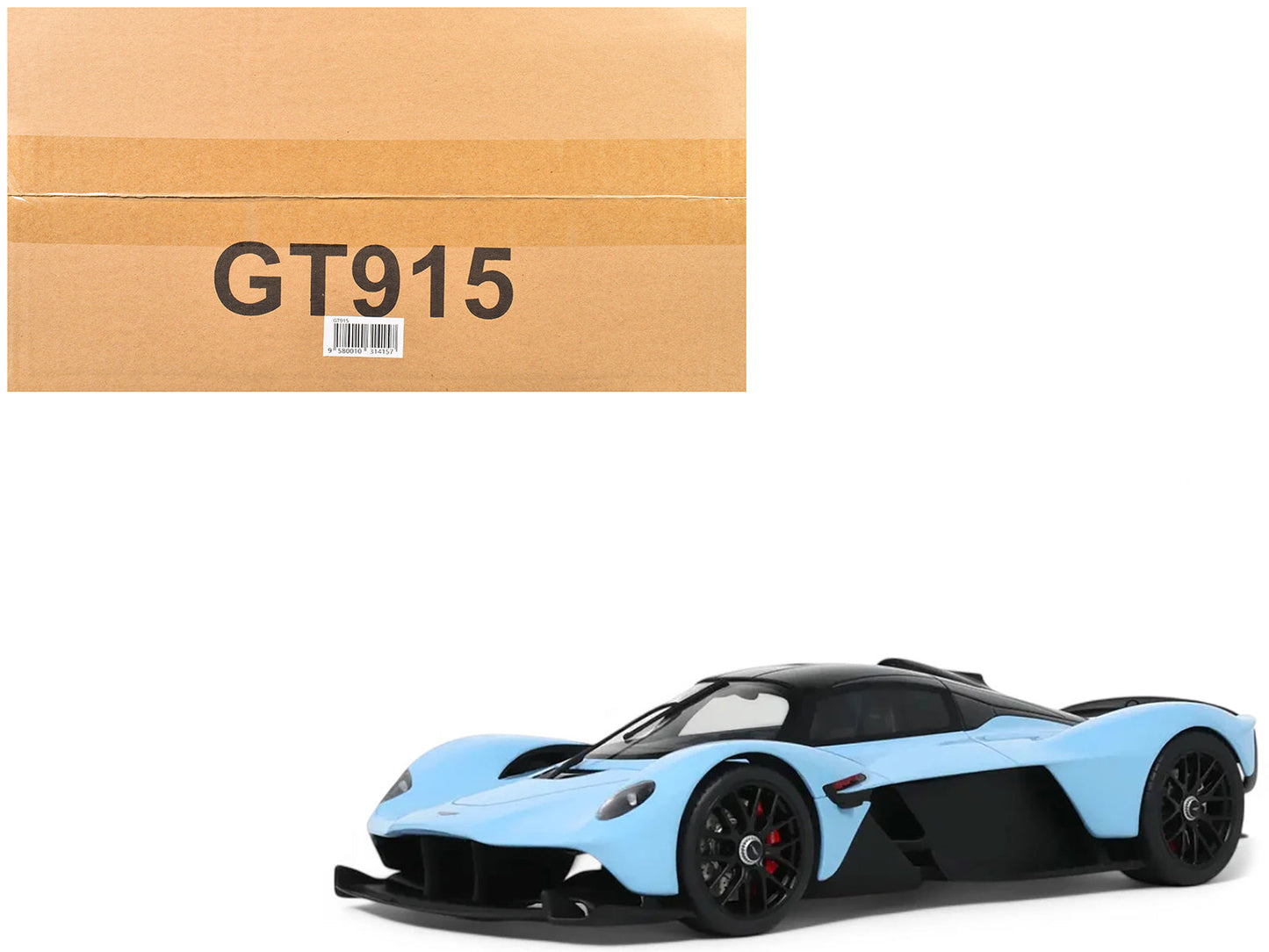 2023 Aston Martin Valkyrie Light Blue with Black Top 1/18 Model Car by GT Spirit free shipping USA