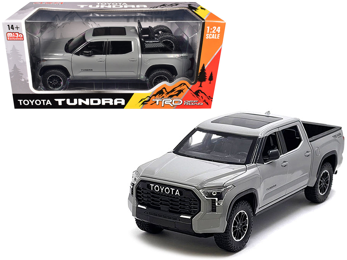 2023 Toyota Tundra TRD 4x4 Pickup Truck Cement Gray with Sunroof and Wheel Rack 1/24 Diecast Model Car free shipping USA