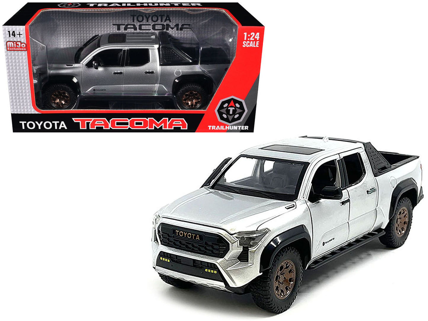 2024 Toyota Tacoma Trailhunter Edition Pickup Truck Silver Metallic 1/24 Diecast Model Car free shipping USA