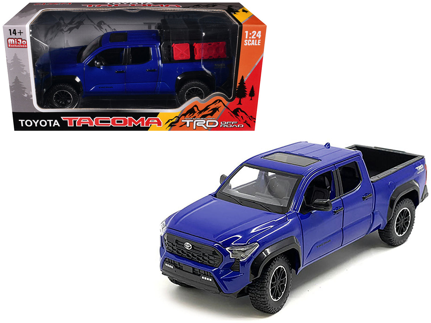 2024 Toyota Tacoma TRD Off-Road Edition Pickup Truck Blue Metallic with Bed Camper 1/24 Diecast Model Car free shipping USA