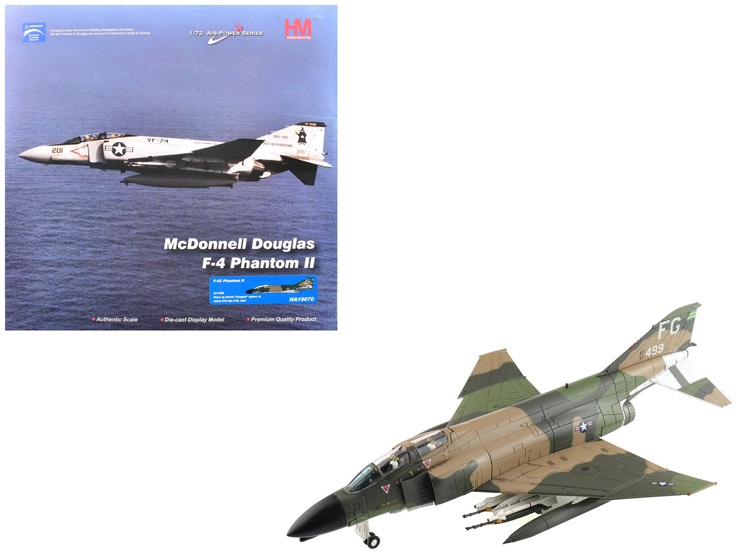 McDonnell Douglas F-4C Phantom II Fighter-Bomber Aircraft "63-7499 Daniel "Chappie" James Jr. 433rd TFS 8th TFW" (1967) United States Air Force "Air Power Series" 1/72 Diecast Model by Hobby Master free shipping USA