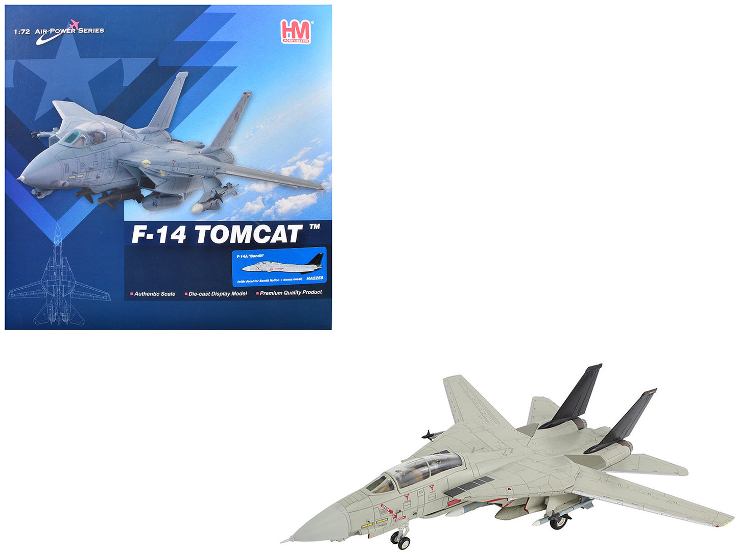 Grumman F-14A Tomcat Fighter Aircraft "Bandit Rogue Nation" United States Navy "Air Power Series" 1/72 Diecast Model by Hobby Master free shipping USA