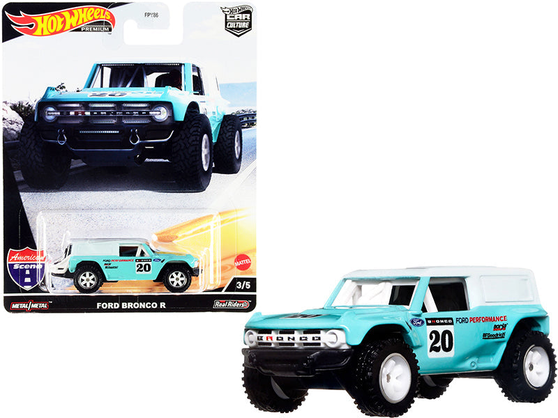 Ford Bronco R #20 Turquoise with White Top "American Scene" "Car Culture" Series Diecast Model Car by Hot Wheels free shipping USA