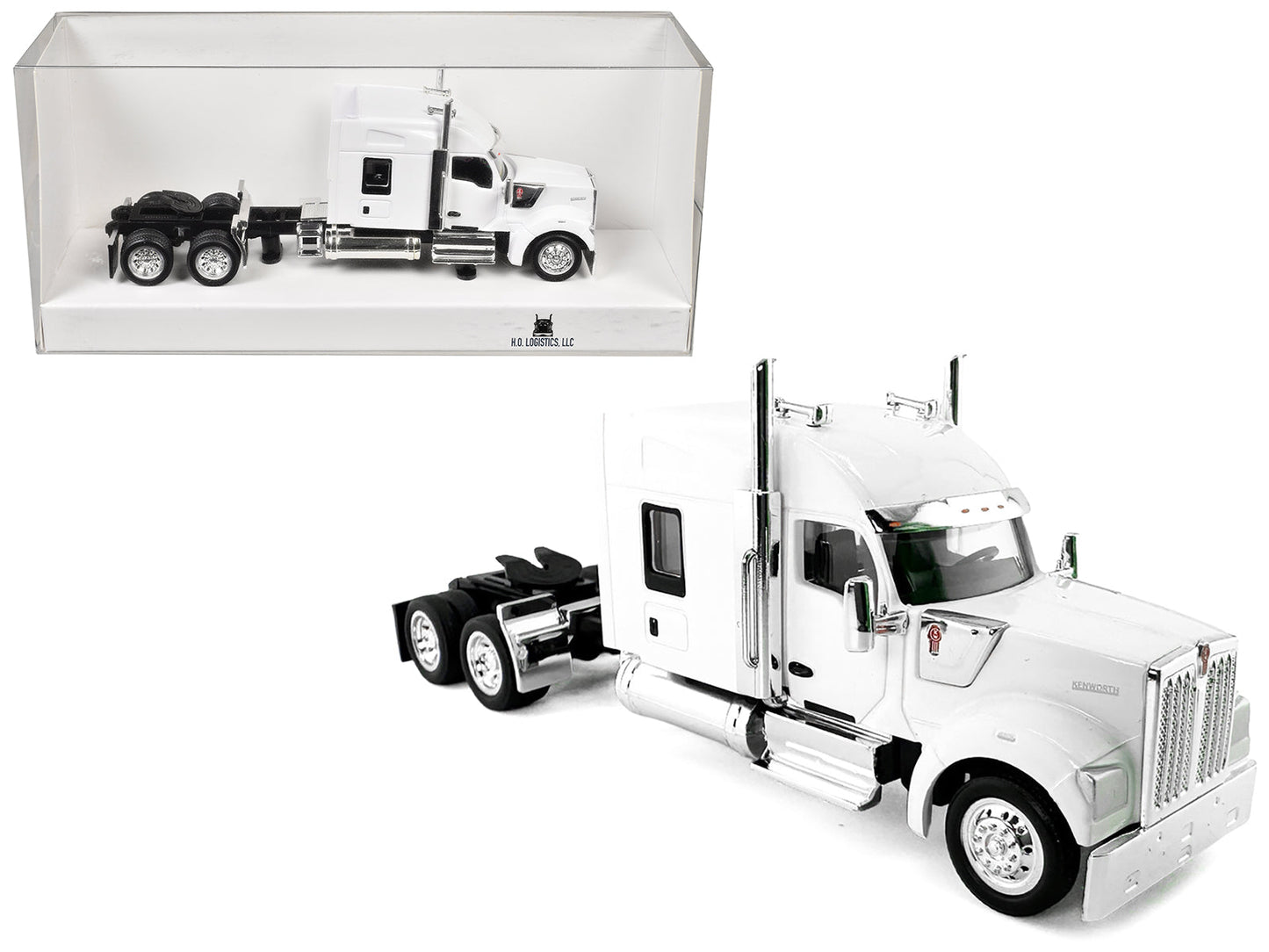 Kenworth W990 with Stand Up Sleeper Cab White 1/87 (HO) Plastic Model Car by HO Logistics free shipping USA