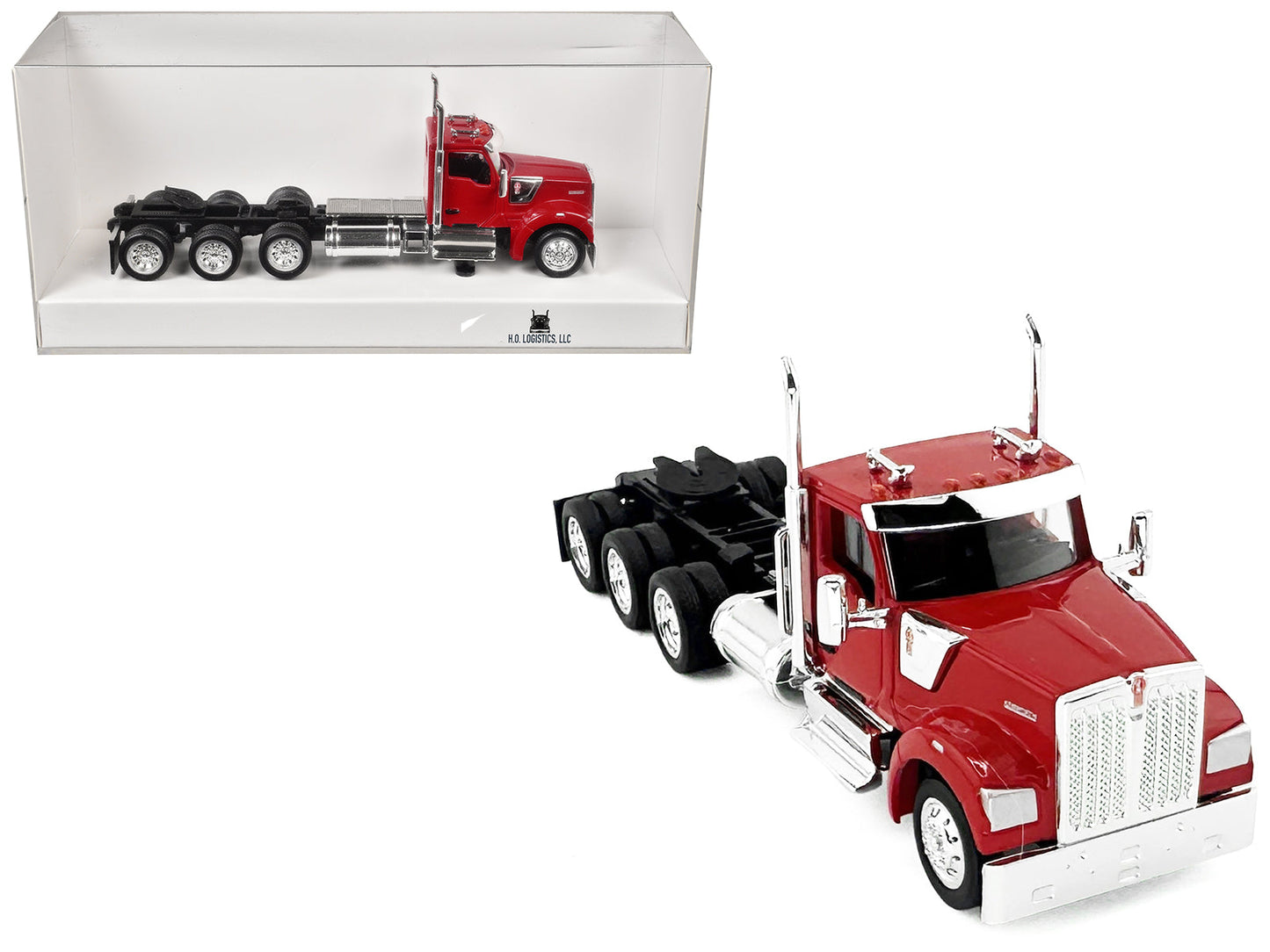 Kenworth W990 3-Axel Day Cab Red 1/87 (HO) Plastic Model Car by HO Logistics free shipping USA