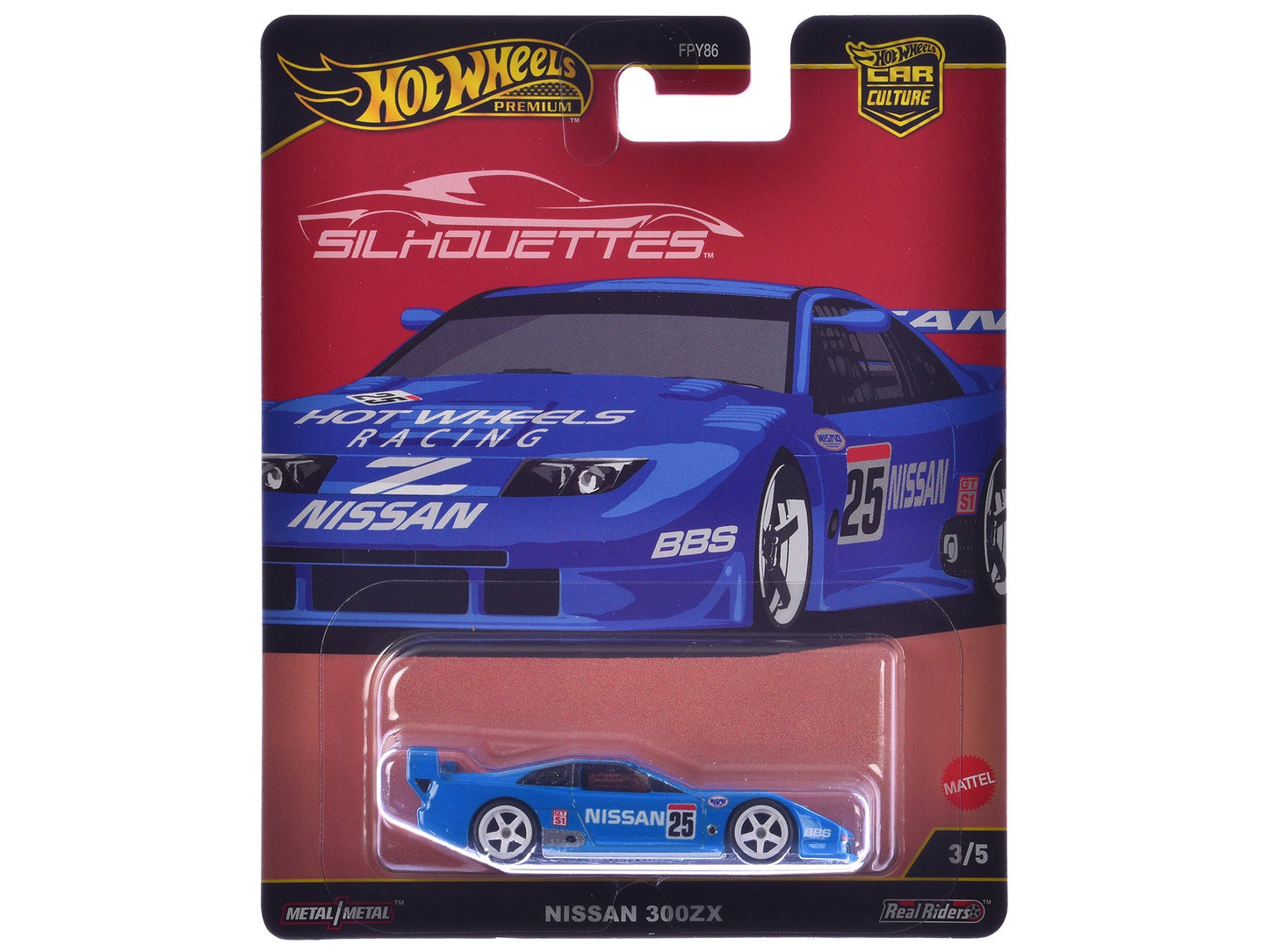 Nissan 300ZX #25 "Hot Wheels Racing" Blue "Silhouettes" Series Diecast Model Car by Hot Wheels free shipping USA