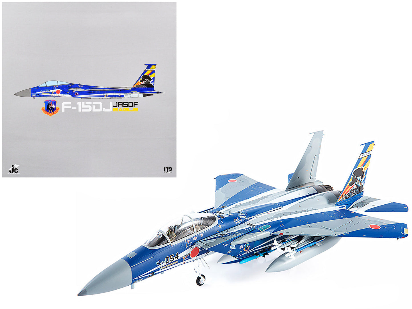 F-15DJ JASDF (Japan Air Self-Defense Force) Eagle Fighter Aircraft "23rd Fighter Training Group 20th Anniversary" with Display Stand Limited Edition to 600 pieces Worldwide 1/72 Diecast Model by JC Wings free shipping USA
