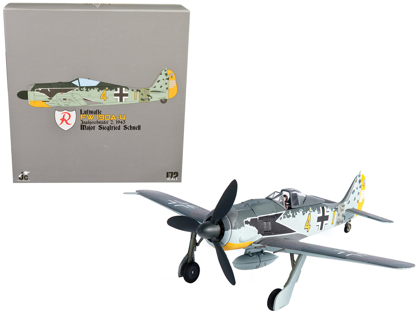 Focke-Wulf FW 190A-4 Fighter Aircraft "Major Siegfried Schnell, Luftwaffe, JG2, France" (1943) 1/72 Diecast Model by JC Wings free shipping USA