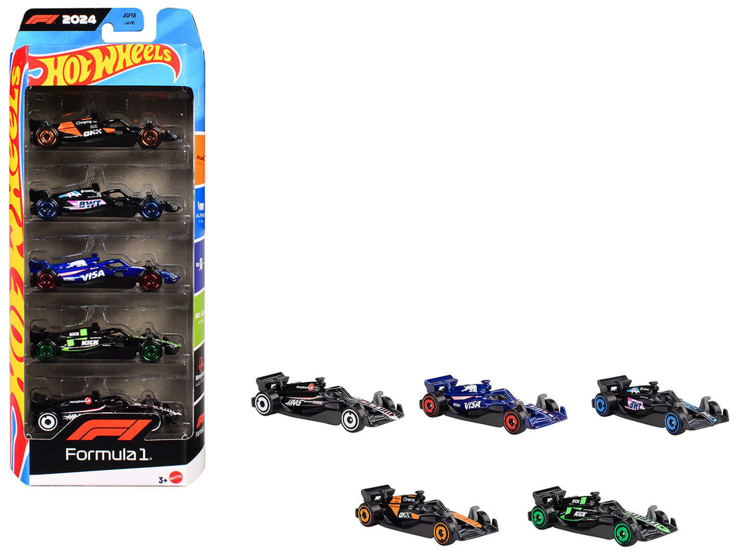 2024 Formula 1 World Championship 5 piece Set Diecast Model Cars by Hot Wheels free shipping USA