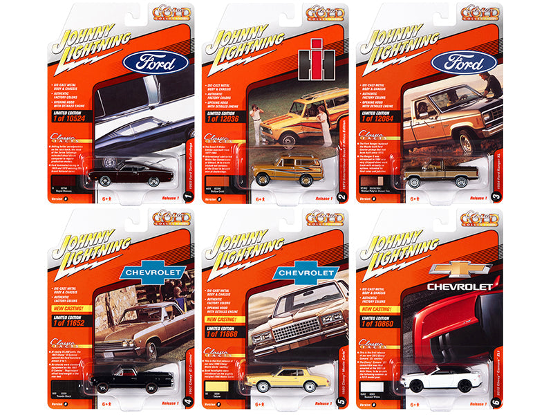 "Classic Gold Collection" 2022 Set B of 6 Cars Release 1 1/64 Diecast Model Cars by Johnny Lightning free shipping USA