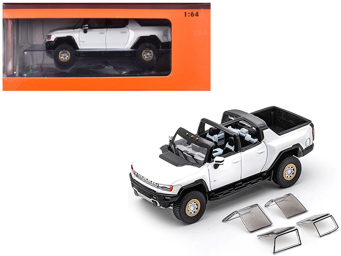 2022 GMC Hummer EV Pickup Truck White 1/64 Diecast Model Car by GCD free shipping USA