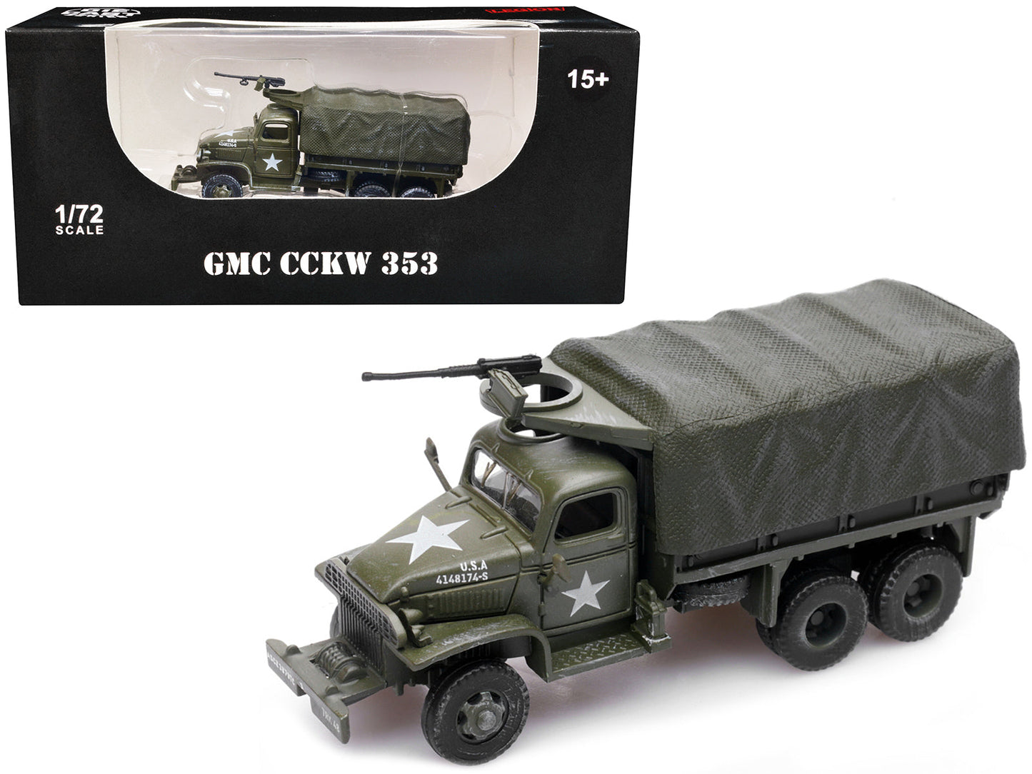 GMC CCKW 353 Truck With Mounted Gun Olive Drab "4148174-S" US Army World War II 1/72 Diecast Model by Legion free shipping USA