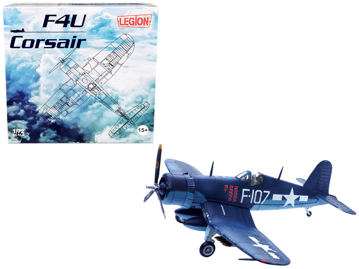 Vought F4U-1D Corsair Fighter Plane "1st Lt. Phillip DeLong Marine Fighter Squadron (VMF-224)" (1945) 1/72 Diecast Airplane Model by Legion free shipping USA