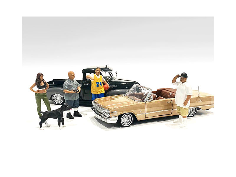 Lowriderz and a Dog 5 piece Figurine Set for 1/18 Scale Models by American Diorama free shipping USA
