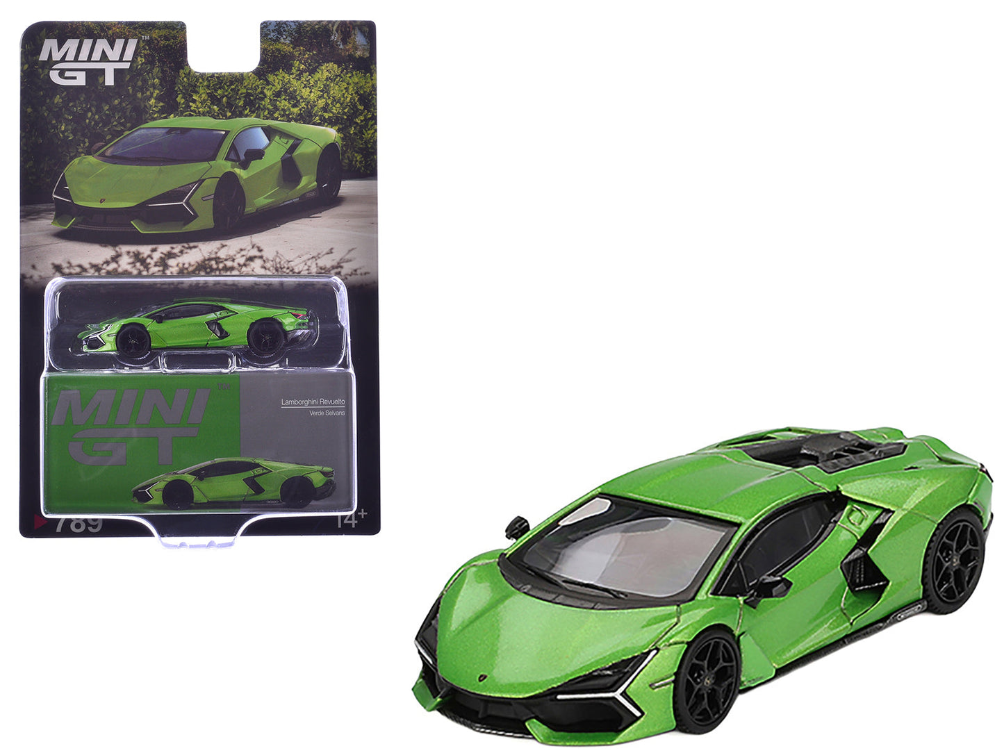 Lamborghini Revuelto Verde Selvans Green Metallic Limited Edition 1/64 Diecast Model Car by Mini GT free shipping USA