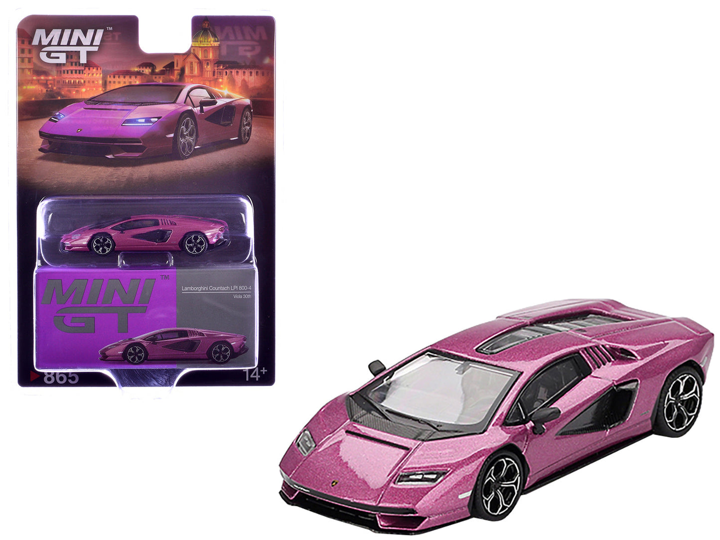 Lamborghini Countach LPI 800-4 Viola 30th Metallic Limited Edition 1/64 Diecast Model Car by Mini GT free shipping USA