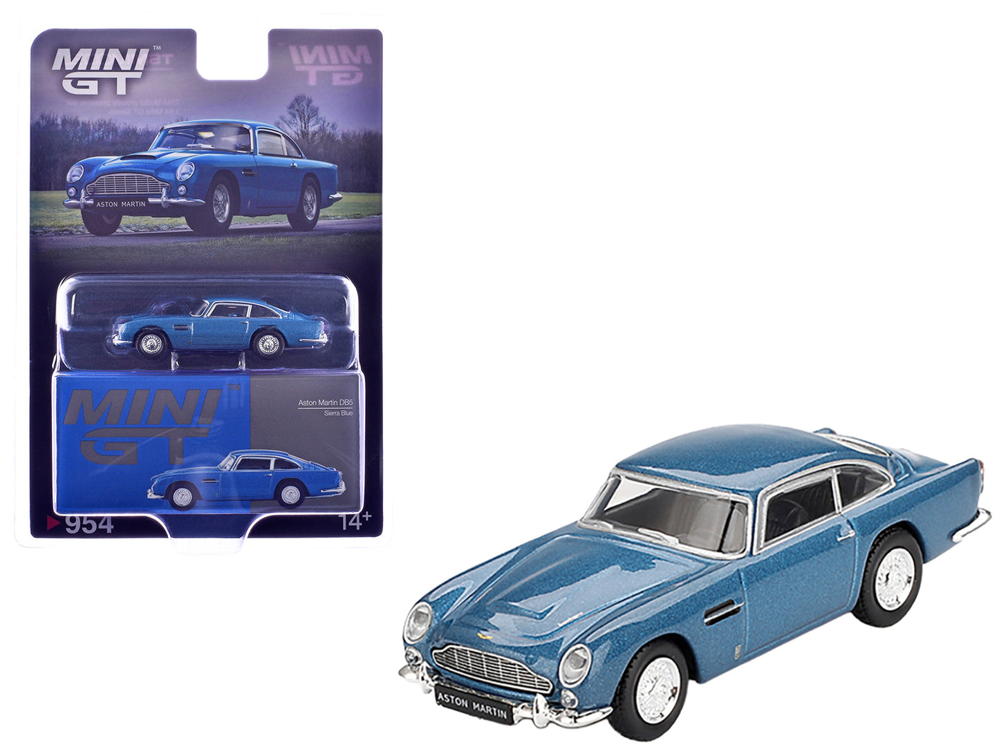 Aston Martin DB5 Sierra Blue Metallic Limited Edition 1/64 Diecast Model Car by Mini GT free shipping USA