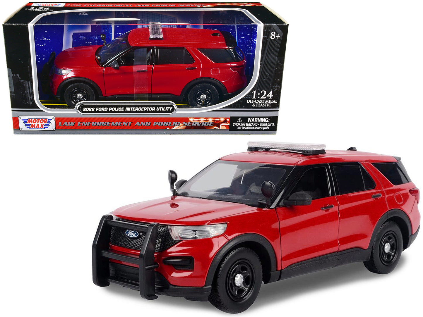 2022 Ford Police Interceptor Utility Unmarked Red 1/24 Diecast Model Car by Motormax free shipping USA
