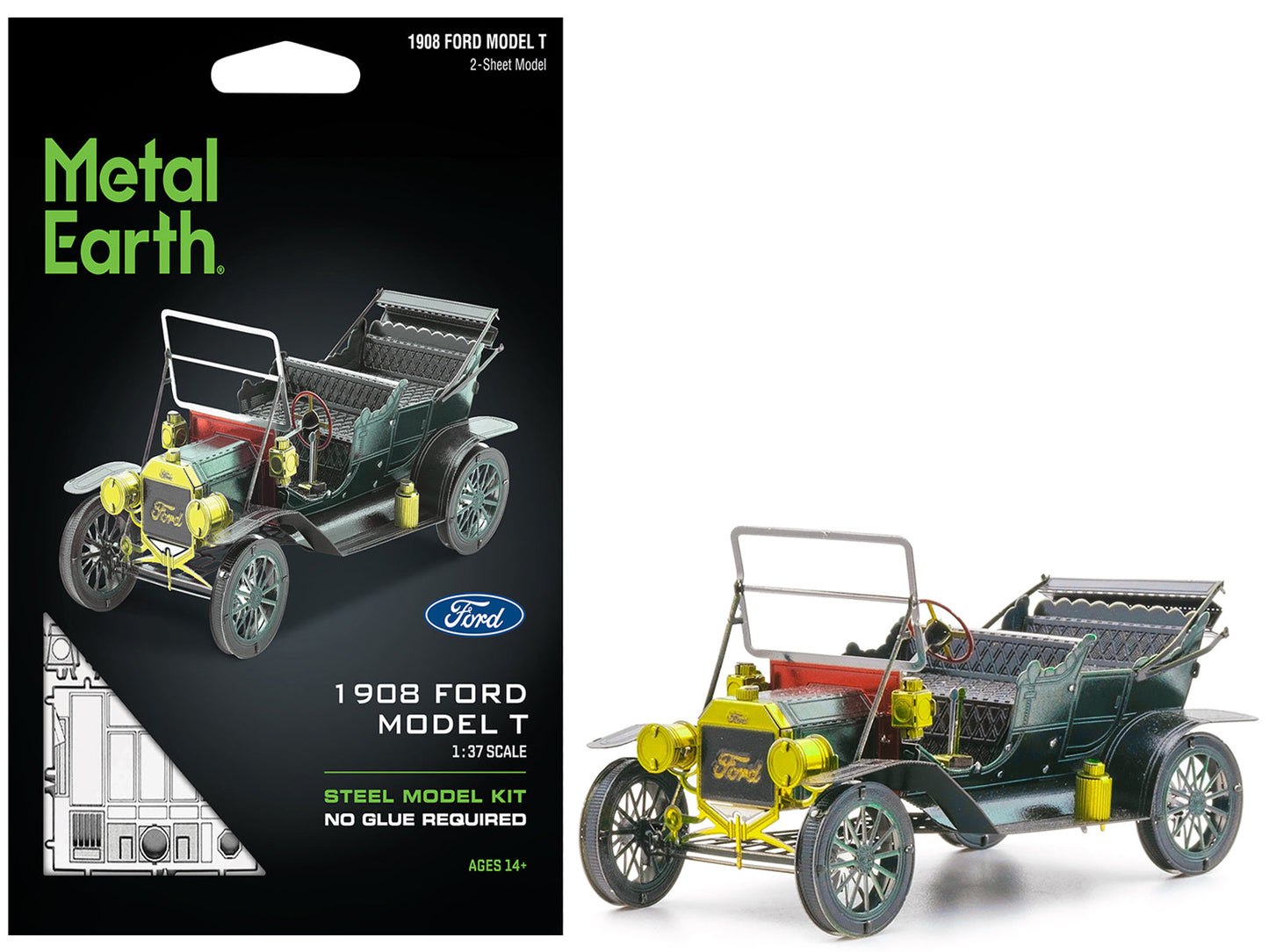 Model Kit 1908 Ford Model T Dark Green (Moderate Difficulty) Steel Model by Metal Earth - Use code SHOPAPP15 to get 15 percent off free shipping USA