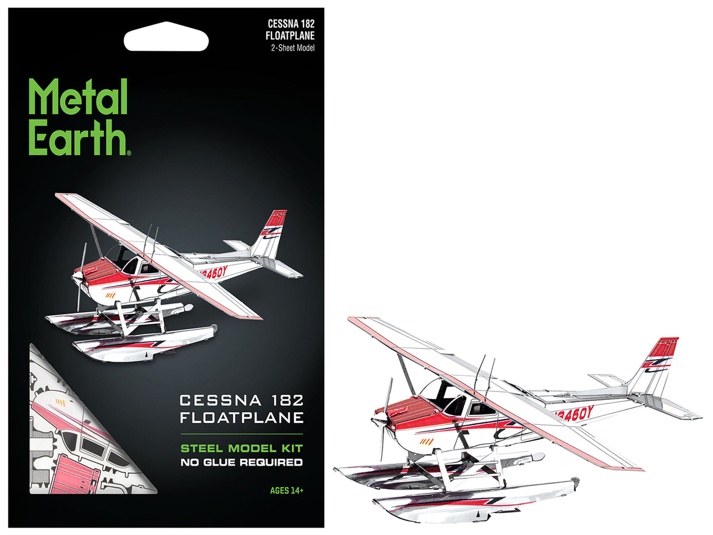 Model Kit Cessna 182 Floatplane White and Red (Moderate Difficulty) Steel Model by Metal Earth - Use code SHOPAPP15 to get 15 percent off free shipping USA