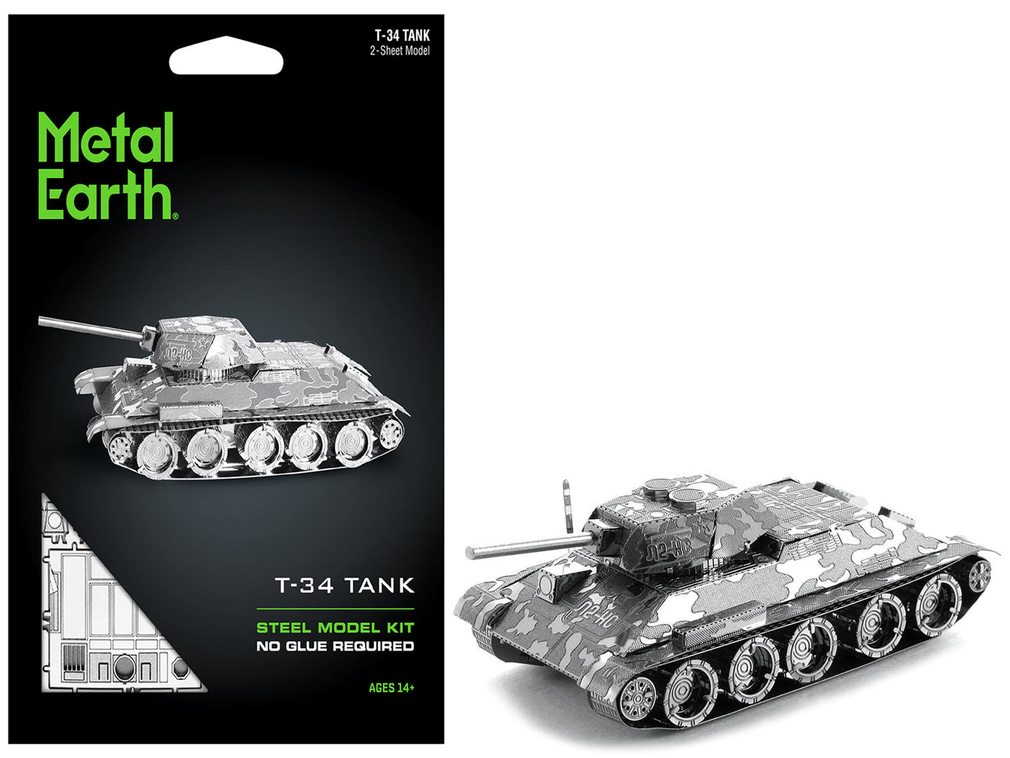 Model Kit Soviet T-34 Tank (Moderate Difficulty) Steel Model by Metal Earth - Use code SHOPAPP15 to get 15 percent off free shipping USA