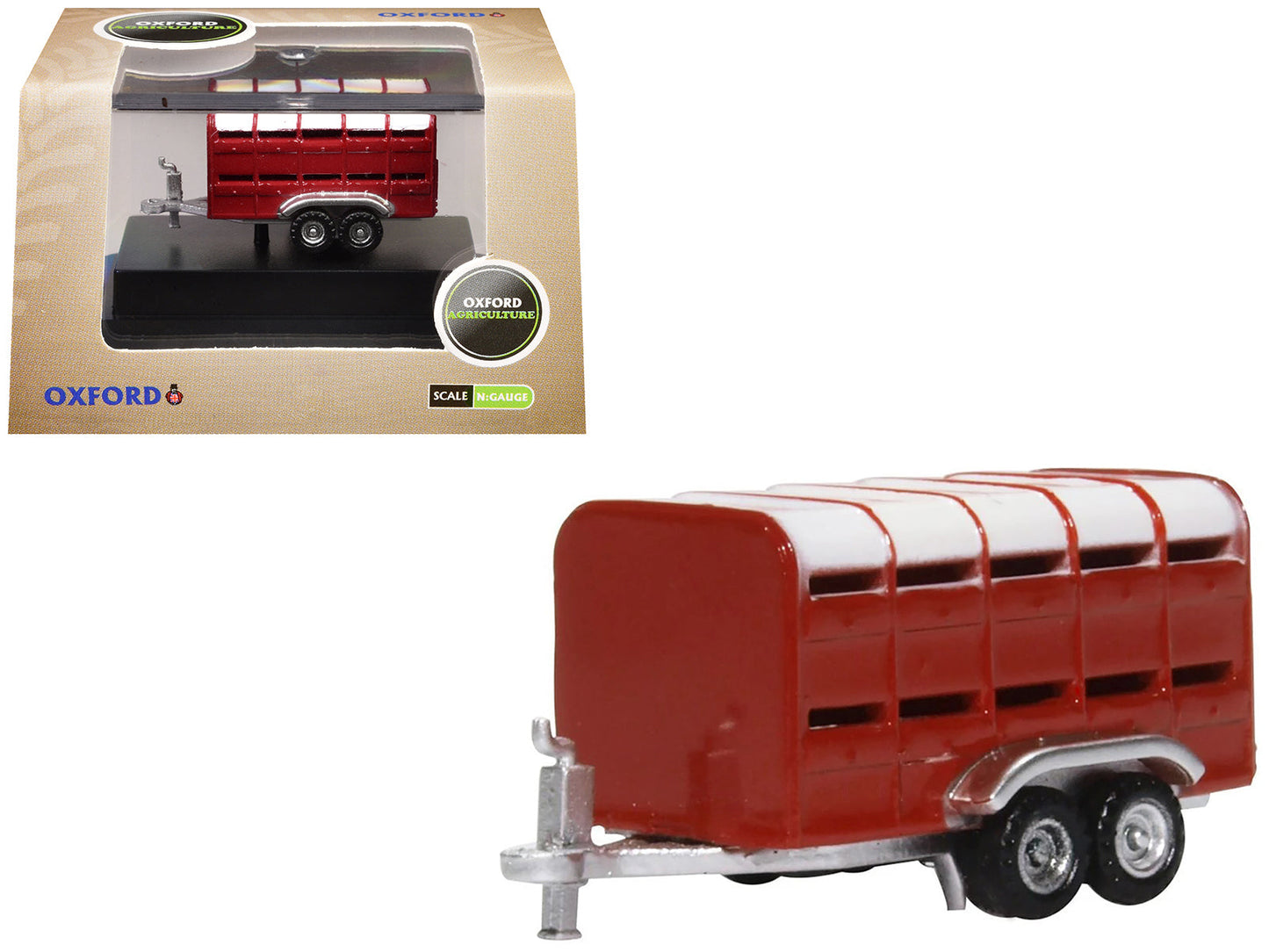 Livestock Trailer Red 1/148 (N) Scale Diecast Model Car by Oxford Diecast free shipping USA