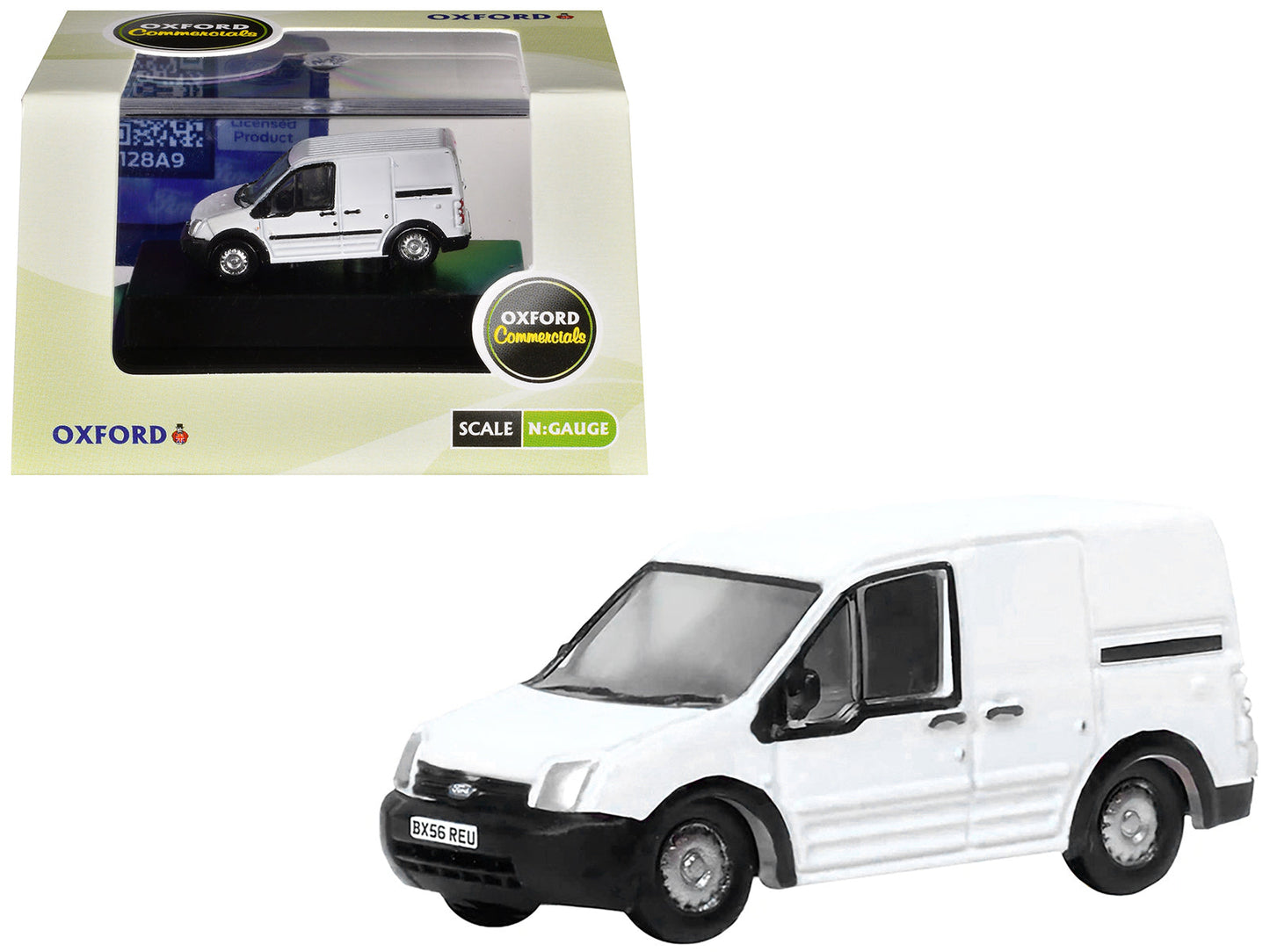 Ford Transit Connect Van RHD (Right Hand Drive) Frozen White 1/148 (N) Scale Diecast Model Car by Oxford Diecast free shipping USA