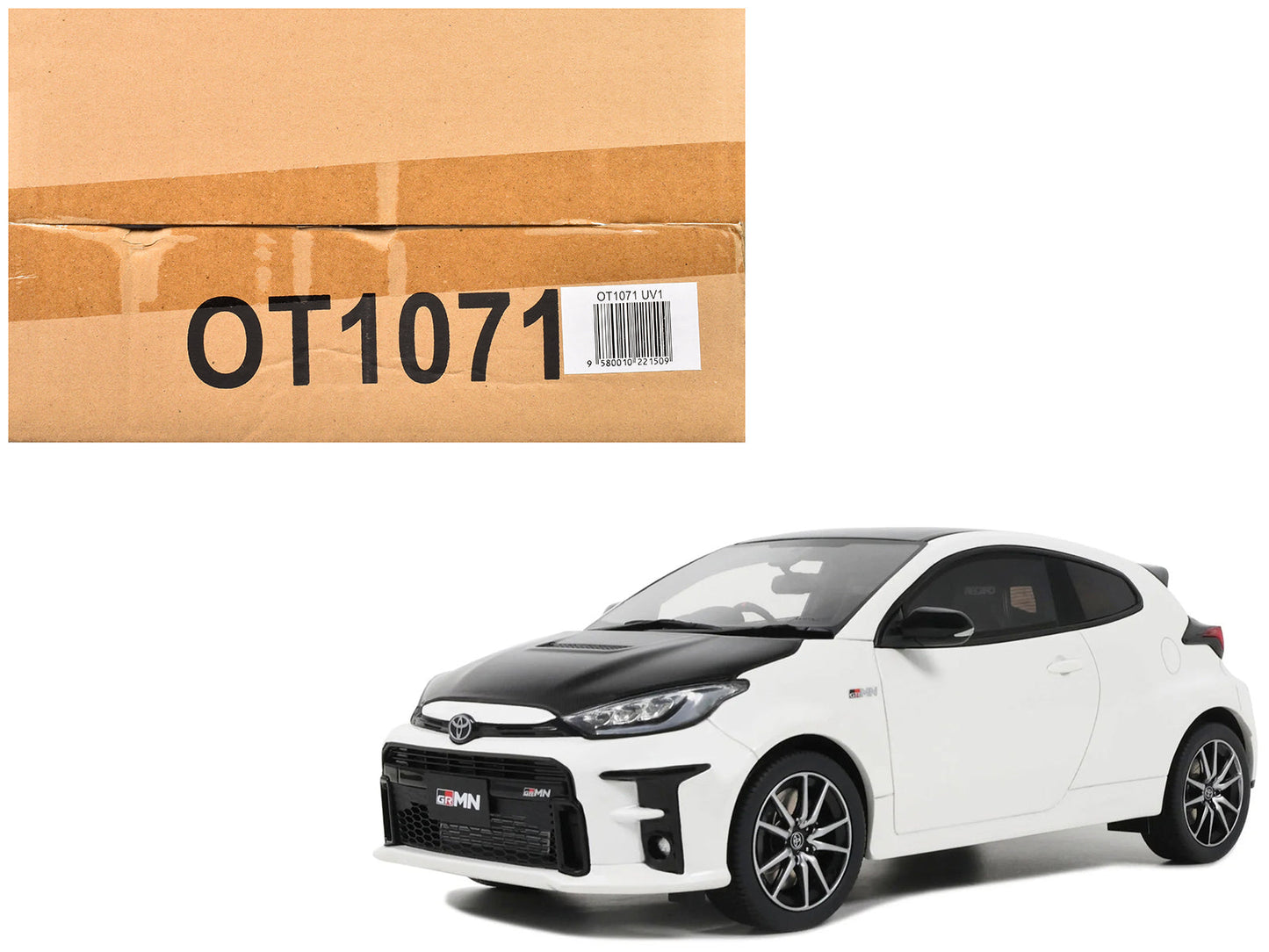 2022 Toyota GRMN Yaris RHD (Right Hand Drive) Platinum White Pearl with Black Hood and Top Limited Edition to 999 pieces Worldwide 1/18 Model Car by Otto Mobile free shipping USA