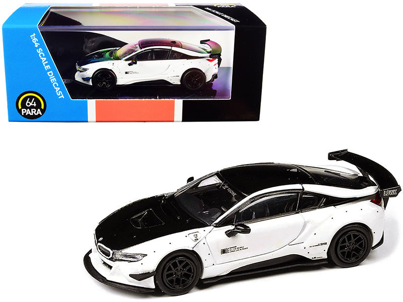 BMW i8 Liberty Walk White and Black 1/64 Diecast Model Car by Paragon free shipping USA