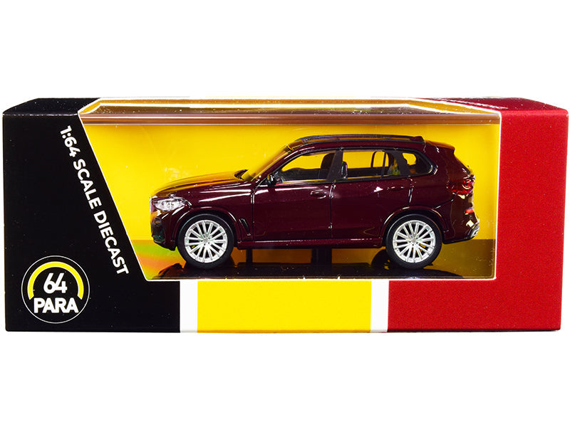 BMW X5 (G05) with Sunroof Ametrine Red Metallic 1/64 Diecast Model Car by Paragon free shipping USA
