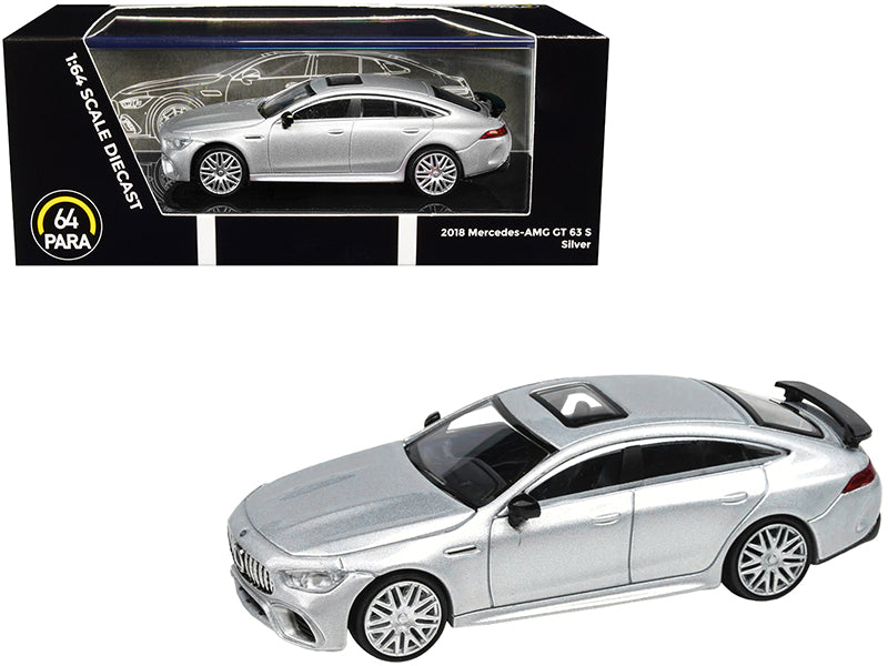 2018 Mercedes-AMG GT 63 S with Sunroof Silver Metallic 1/64 Diecast Model Car by Paragon Models free shipping USA