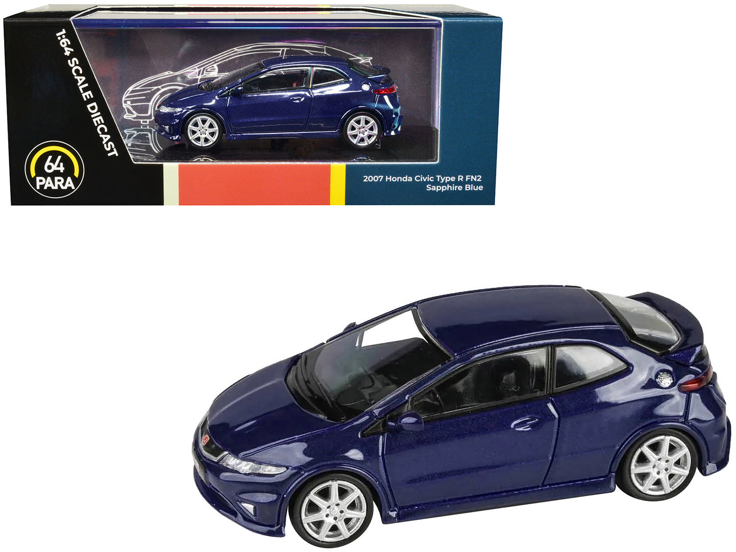 2007 Honda Civic Type R FN2 Sapphire Blue Metallic 1/64 Diecast Model Car by Paragon Models free shipping USA