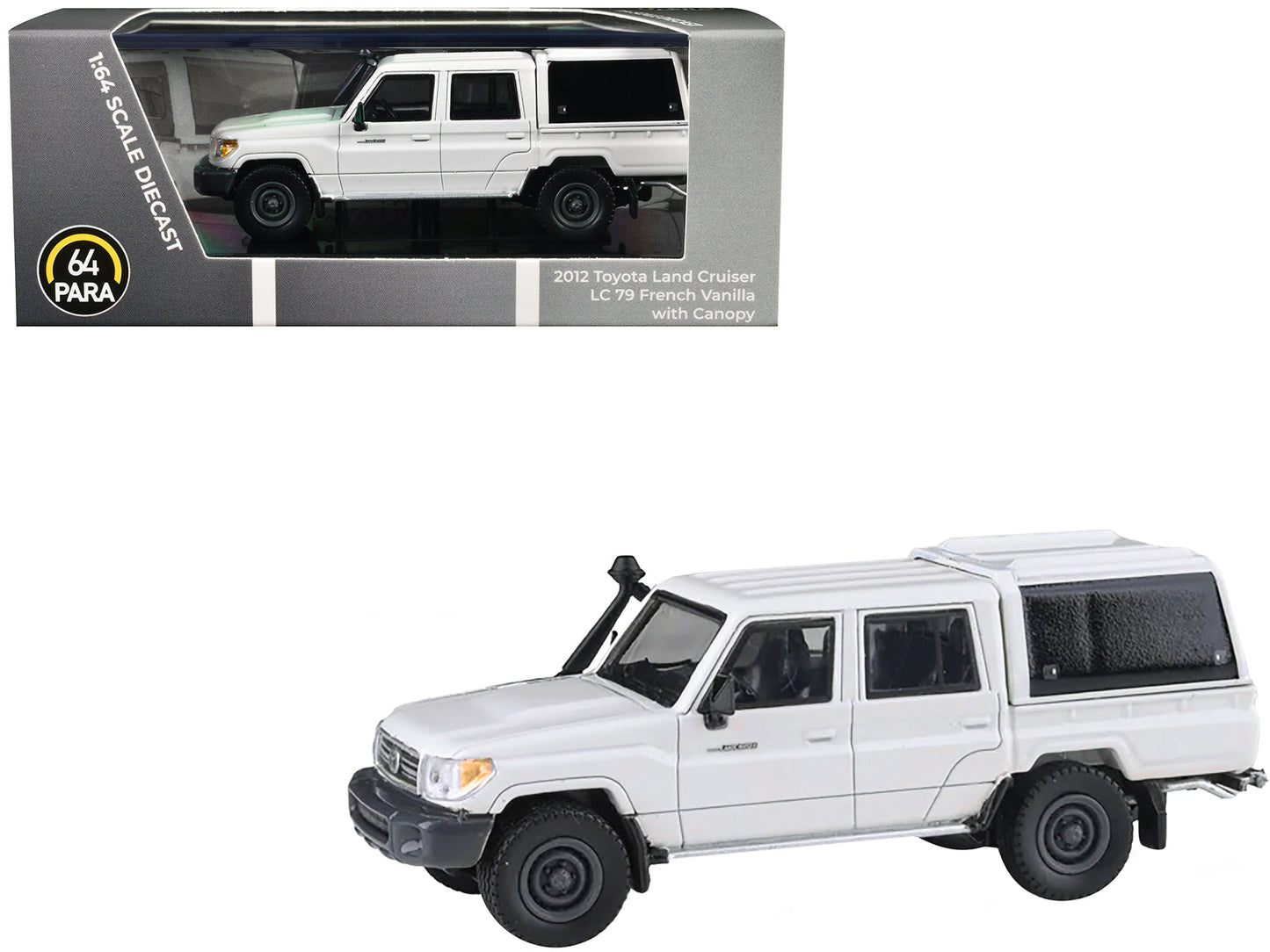 2012 Toyota Land Cruiser LC 79 French Vanilla White with Canopy 1/64 Diecast Model Car by Paragon Models free shipping USA