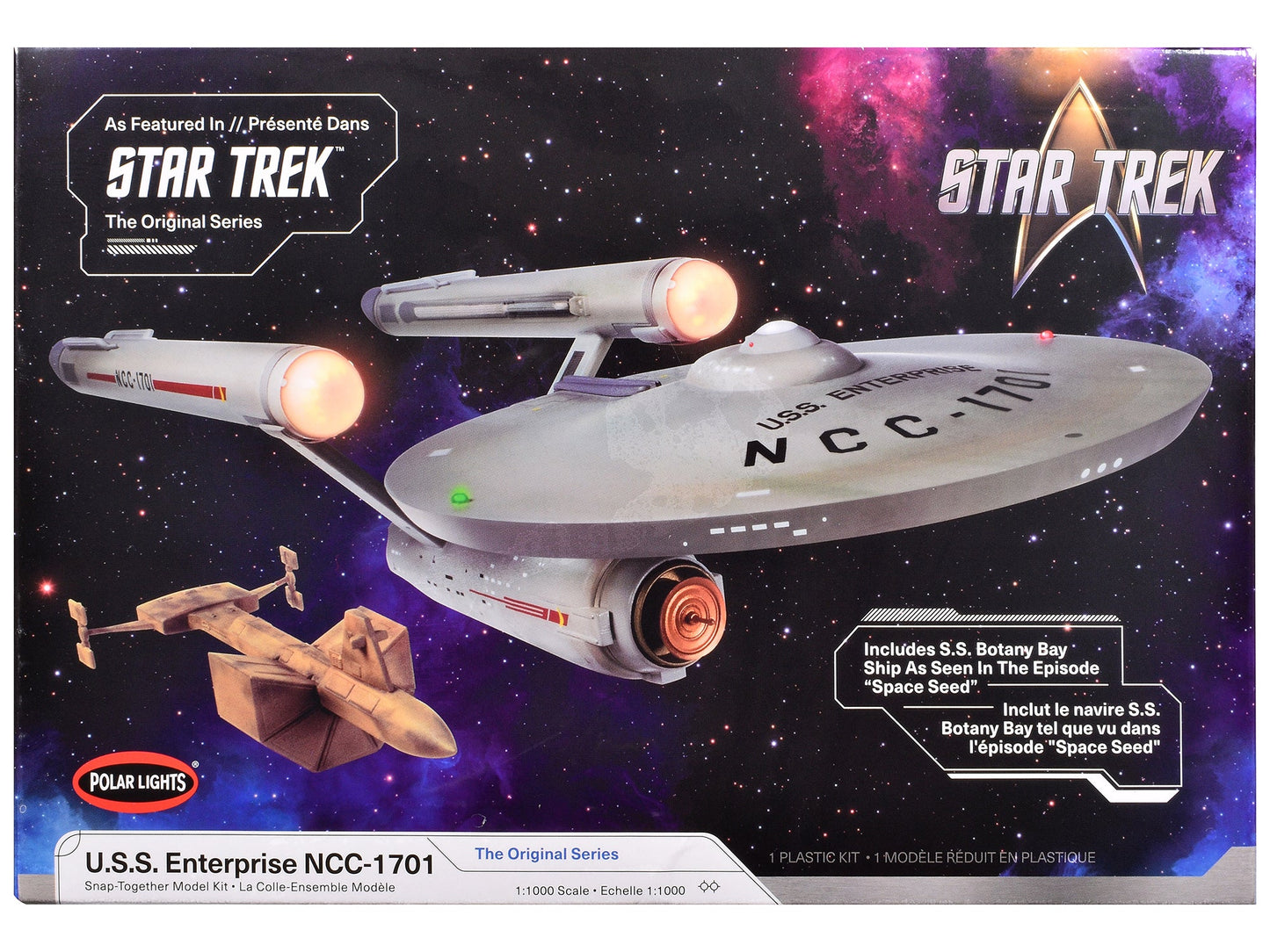 Skill 2 Model Kit U.S.S. Enterprise NCC-1701 Spaceship "Star Trek" (1966) TV Series 1/1000 Scale Model by Polar Lights free shipping USA